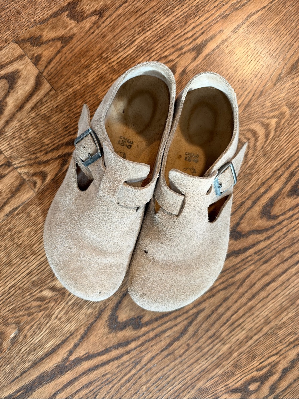 Birkenstock Suede Clog Sandals in Light Tan